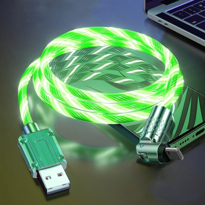 Flexibles USB-Ladekabel mit drehbarem Stecker und LED-Beleuchtung
