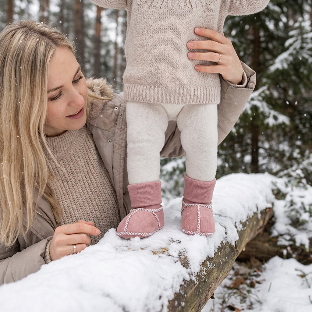Babyschuhe für den Winter mit Futter in Wildleder-Design