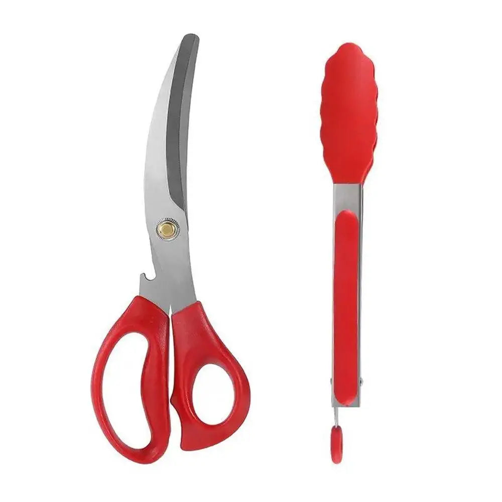 GrillProfi Stainless Steel Scissor and Clip Set for BBQs | 24x8.7 cm & 27x3.5 cm