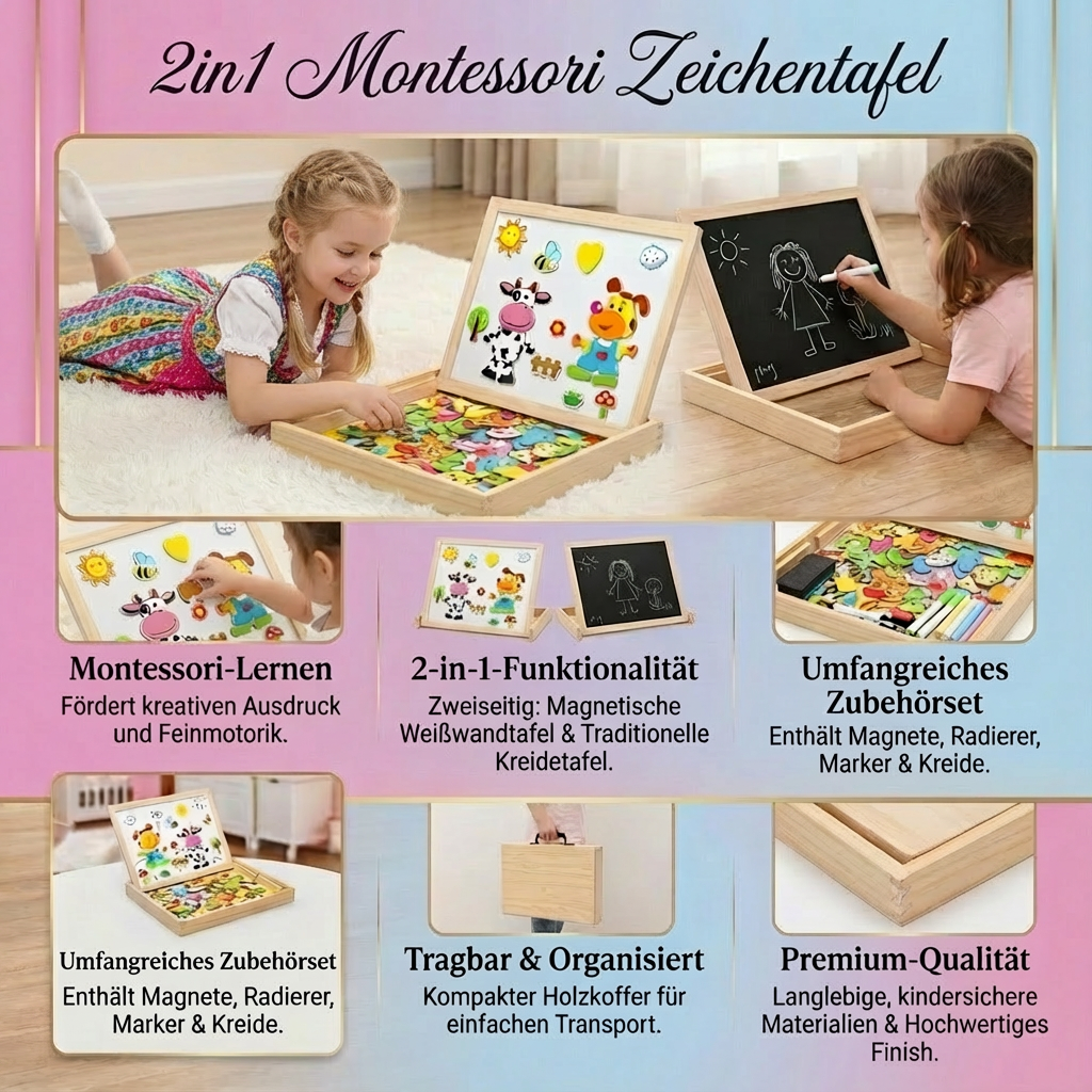 Montessori Zeichenbrett 2in1 für kreatives Lernen
