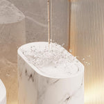 Stylish waste bin with an elegant marble look for kitchen & bathroom