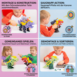 Spielset mit Saugnapfkanone und Dinosaurier-Schrauben