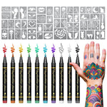 Kreatives Tattoo Marker Set – 10 Farben mit Pinselspitze