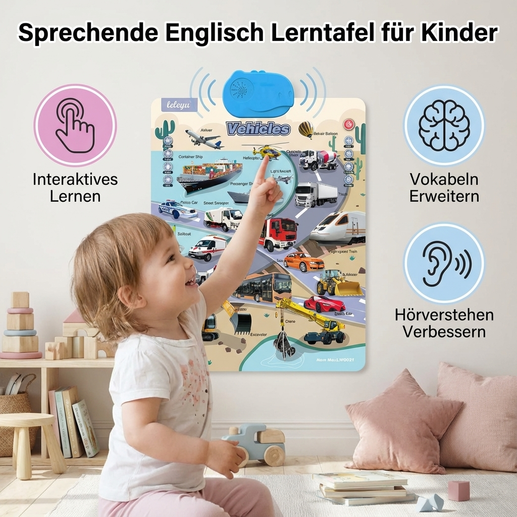 Englisch Lernwand für Kinder mit Sprachfunktion