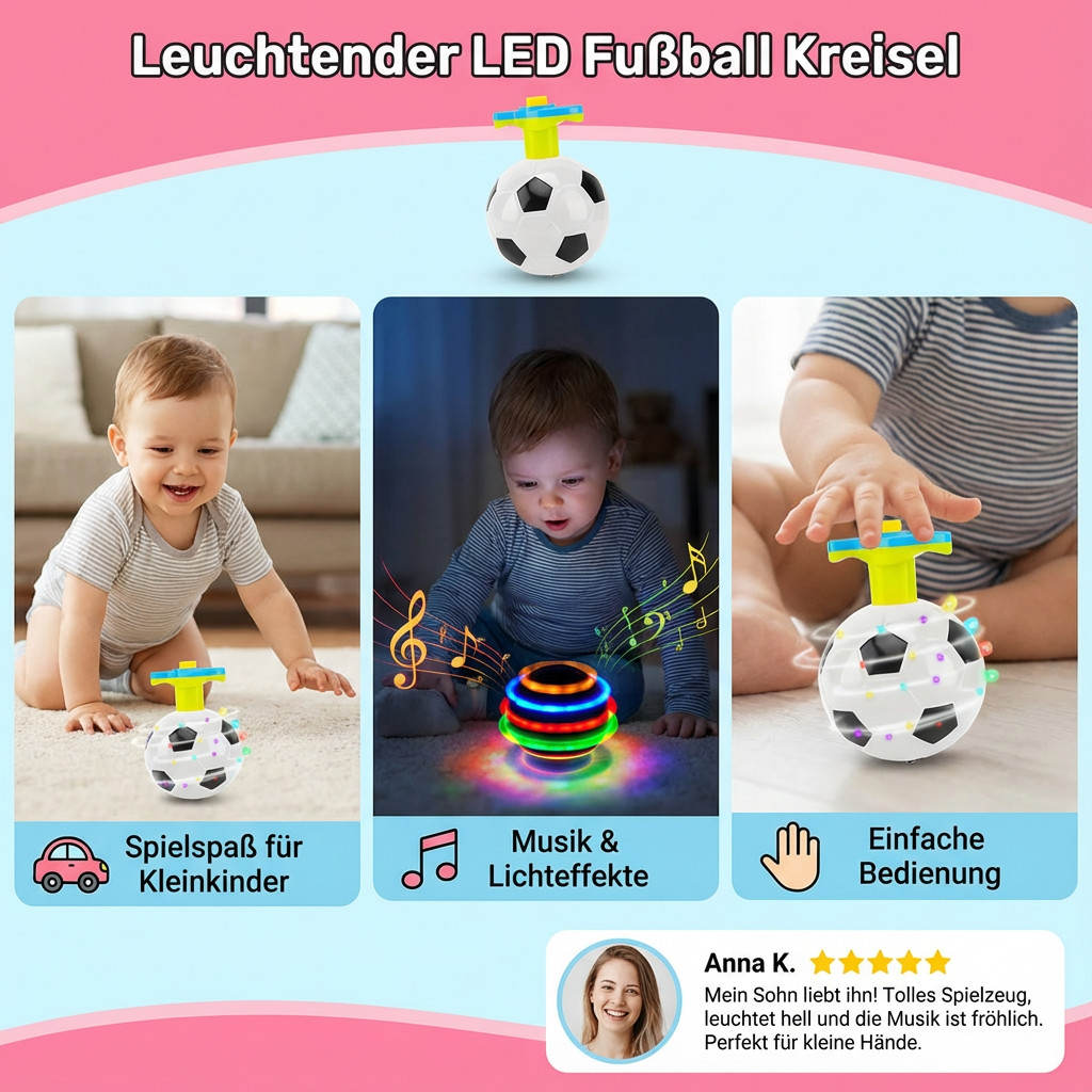 LED Fußball Kreisel mit Leuchteffekt