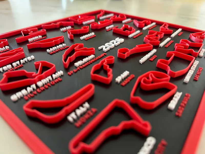 3D Printed 2026 Racing Calendar - F1 Tracks Wall Art with Display Stand