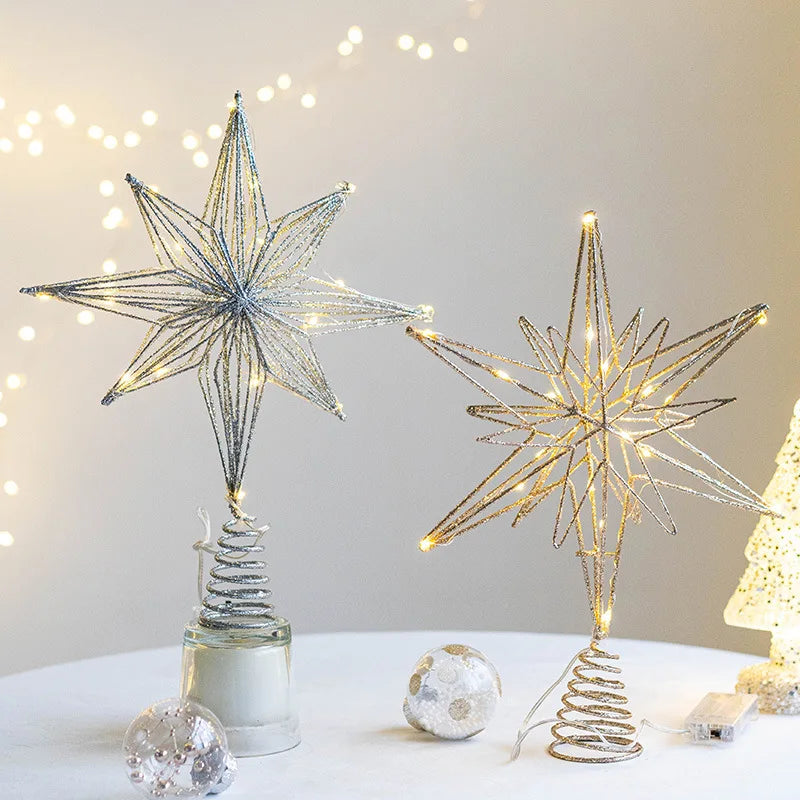 Festlicher Goldstern mit LED-Beleuchtung für den Weihnachtsbaum