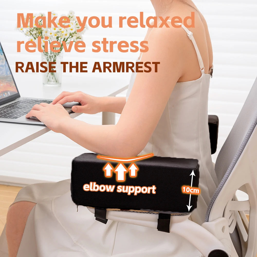 ComfortPlus Armrest Pads | Ergonomic Support | Washable and Removable | Universal Size 27×10×10 cm | Black