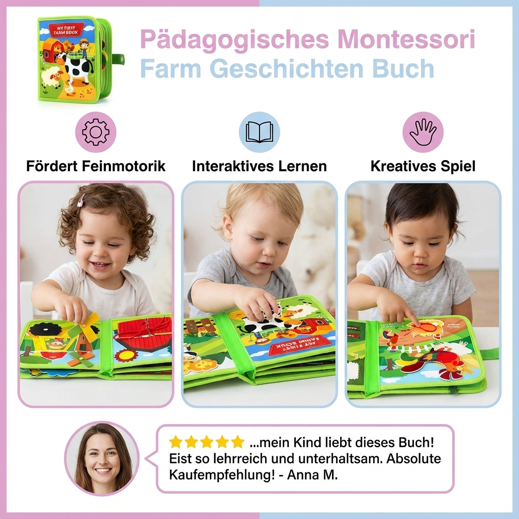 Geschichtenbuch über Bauernhof-Themen im Montessori-Stil