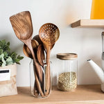 Sustainable Teak Wood Cooking Tools Set for Kitchen Use