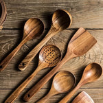 Sustainable Teak Wood Cooking Tools Set for Kitchen Use