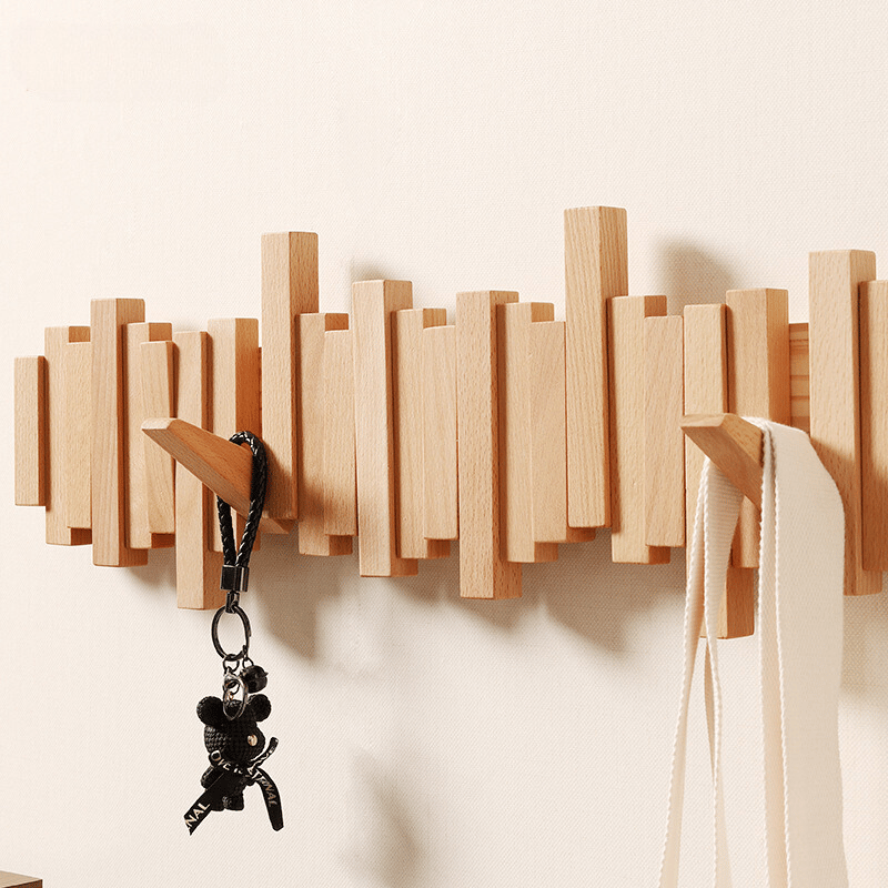Stilvolles Holzgestell mit 4-6 Haken für jeden Raum