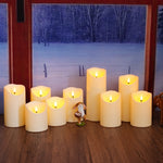 Set von 9 LED-Kerzen ohne Flamme – Fernbedienung und Glitzerfinish
