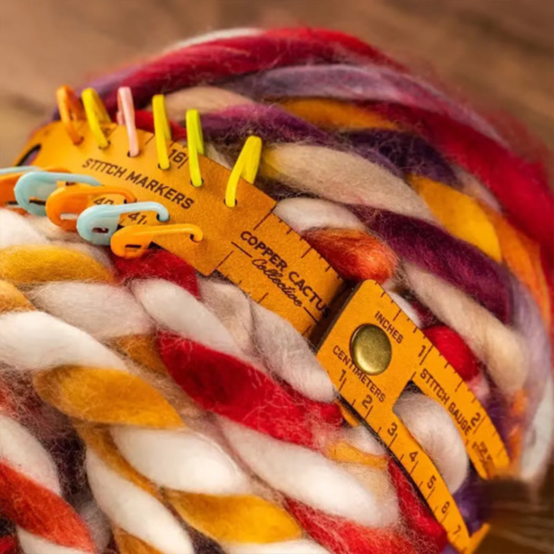 Eleganter 7-in-1 Maßstab aus Echtem Leder für Handarbeiten