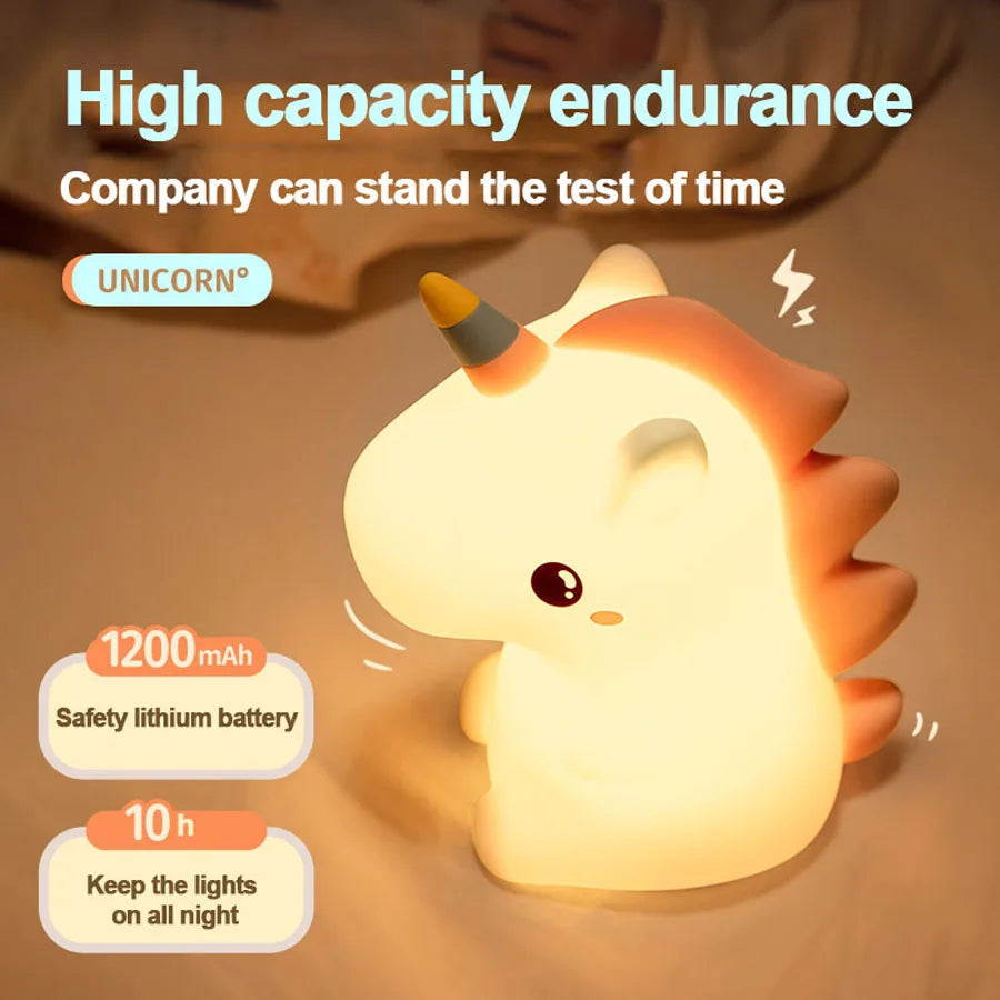 LumiEinhorn LED Night Light | Rechargeable & Touch Control | Magical Lighting for Children's Rooms