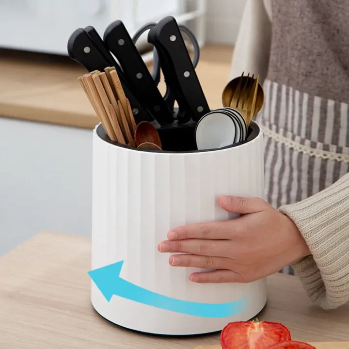 360° drehbarer großer Küchenorganizer für Messer und Besteck
