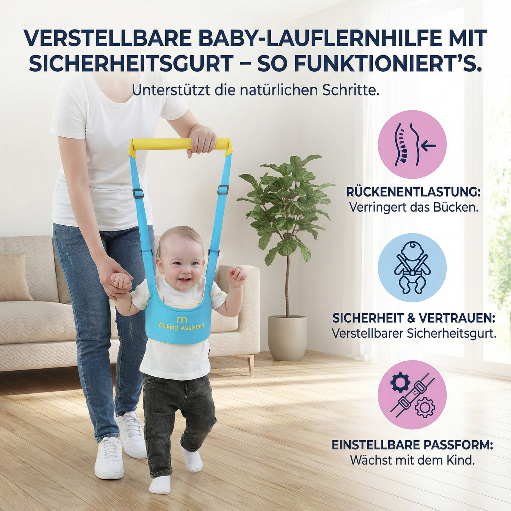 Sicherheitsgurt Lauflernhilfe für Babys – Verstellbar