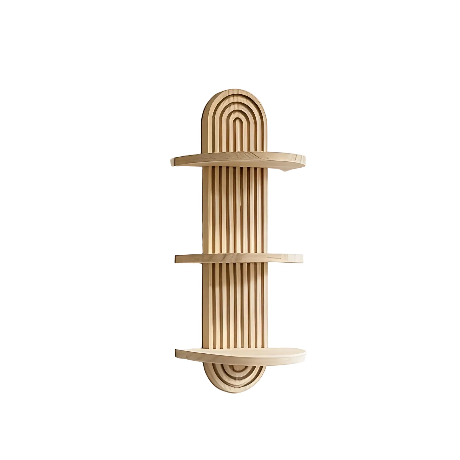 Wandregal im Boho-Stil aus massivem Holz – Mehrere Ebenen, platzsparend | Für Wohnzimmer, Schlafzimmer und Flur