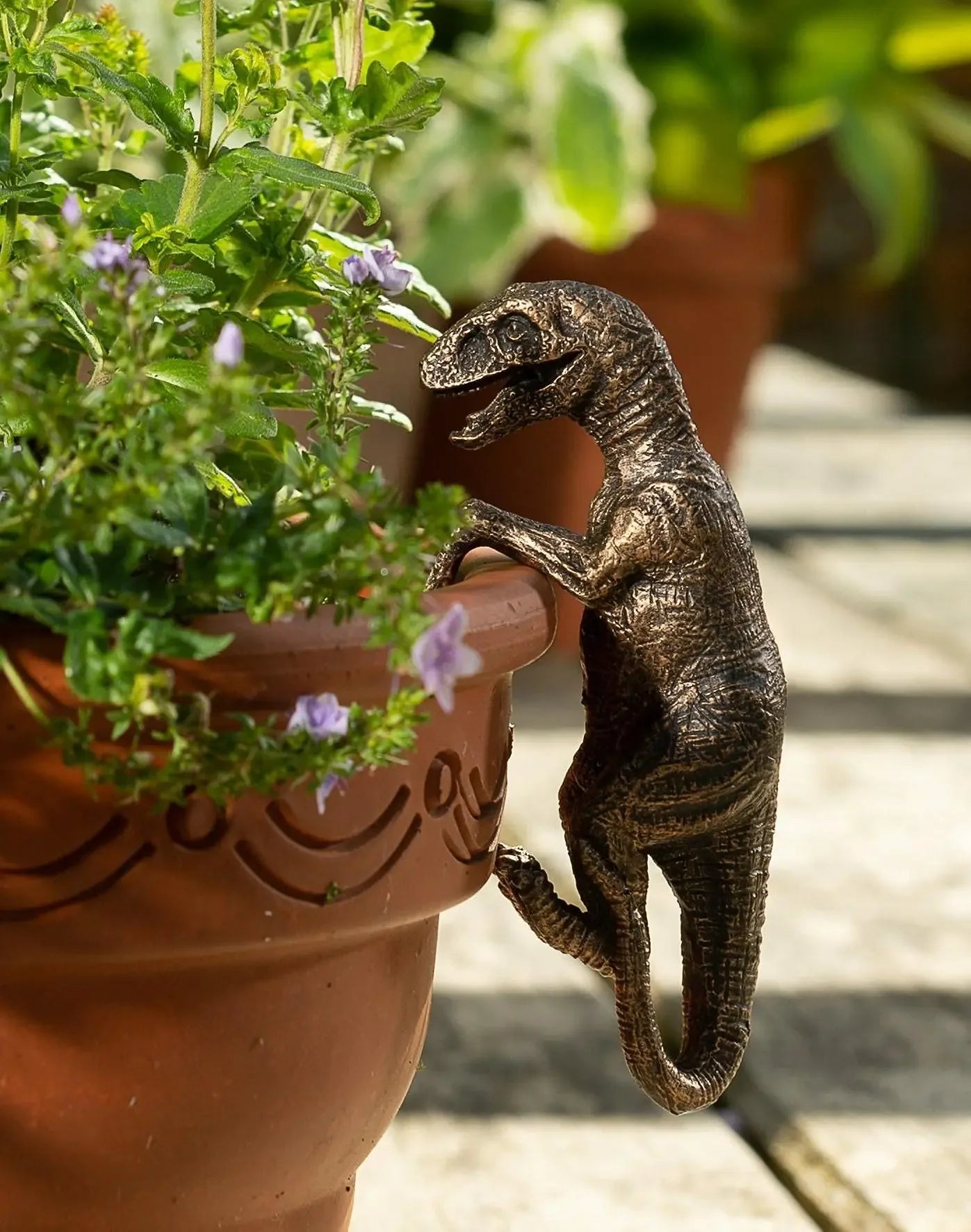 Fantastic Dinosaur Flower Pot Decoration | Hand-Painted | Weatherproof for Indoor and Outdoor Use