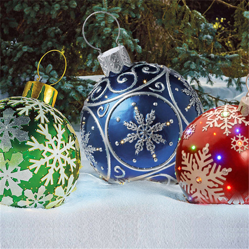 Aufblasbarer Weihnachtsball für den Außenbereich 60 cm – Wetterfeste PVC-Dekoration