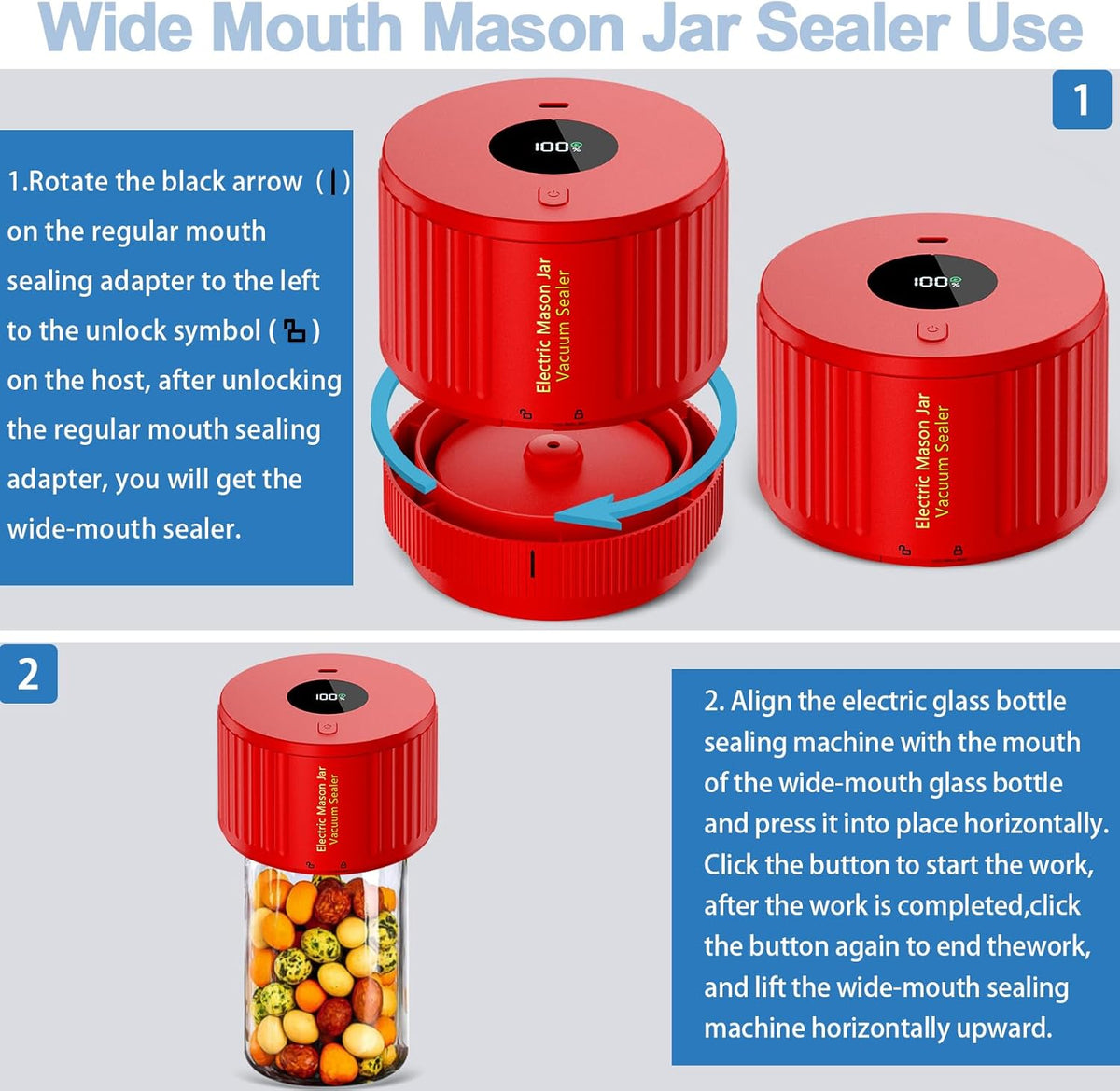 Vacuum Sealer Kit for Mason Jars - Keep Food Fresh