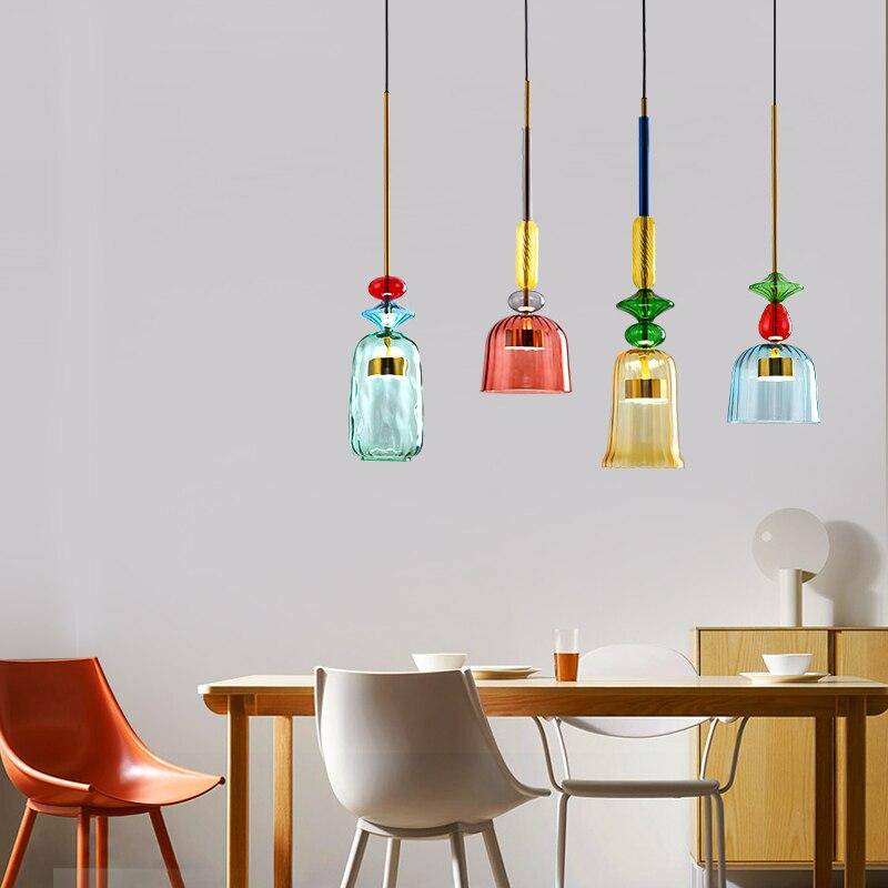 Stylish Colored Glass Hanging Light Fixture