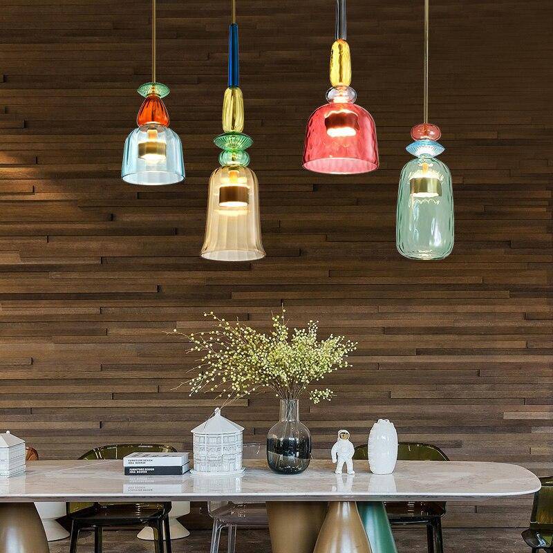 Stylish Colored Glass Hanging Light Fixture
