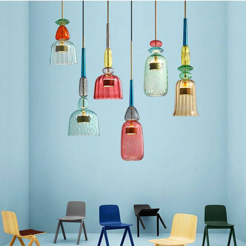 Stylish Colored Glass Hanging Light Fixture