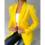 Slim Fit Blazer for Women Featuring Chic Pearl Accents