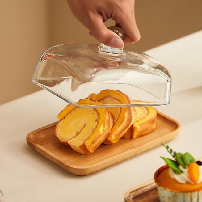 Chic Kitchen Server - Butter Dish Made of Wood and Glass