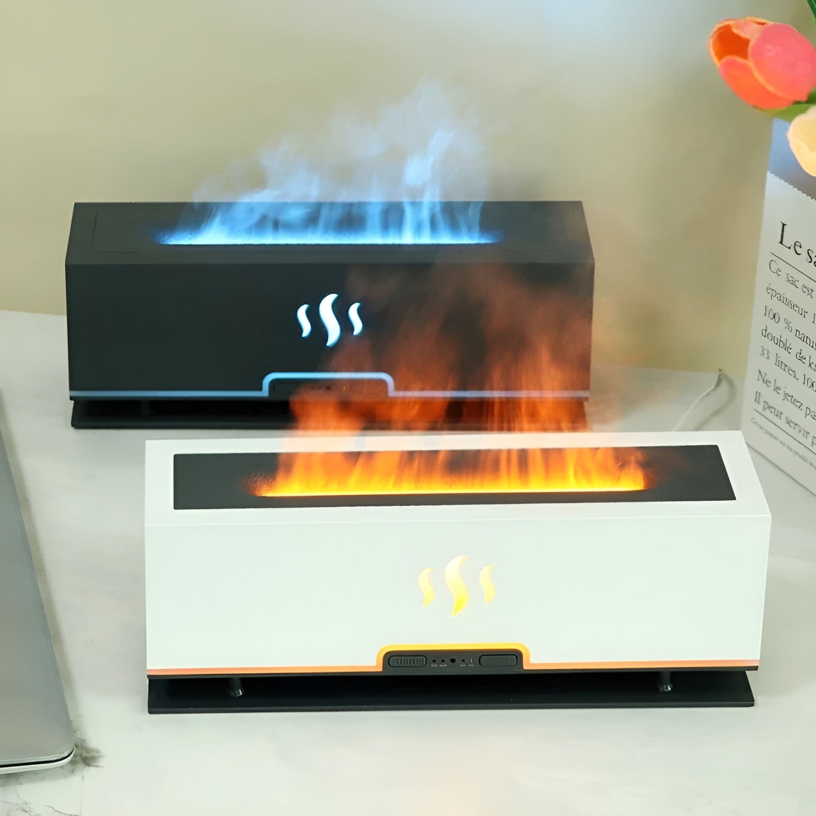 3-in-1 Luftbefeuchter mit Flammlampe und Aroma – AtmosphereMist