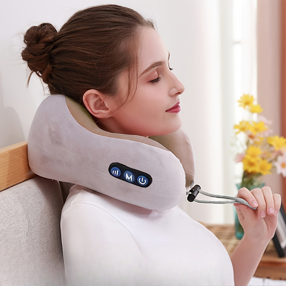 Memory Foam Neck Pillow with USB Heat – U-Shaped Design for All