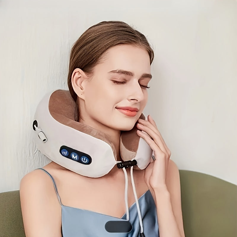 Memory Foam Neck Pillow with USB Heat – U-Shaped Design for All