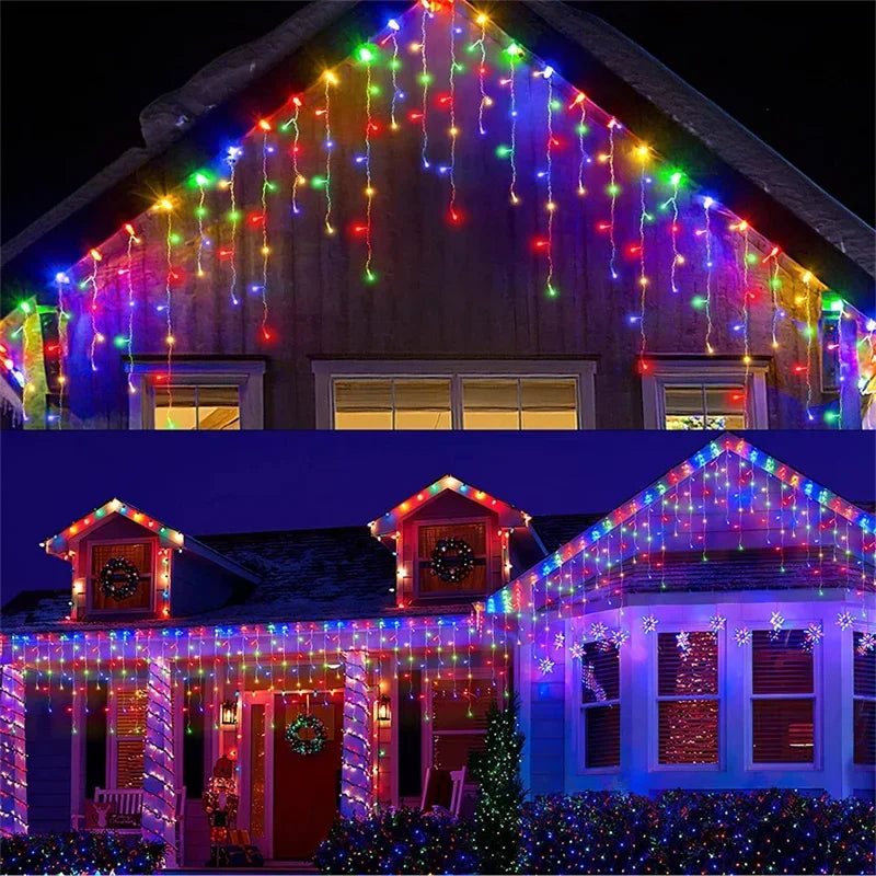 Bunte LED-Lichterkette für den Außenbereich – Weihnachts- und Neujahrsbeleuchtung für Zuhause und Garten