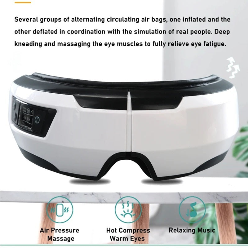 Tragbarer Augenmassager mit beruhigender Wärme, Vibration und Bluetooth-Musik