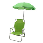 Foldable children's beach chair with integrated sunshade