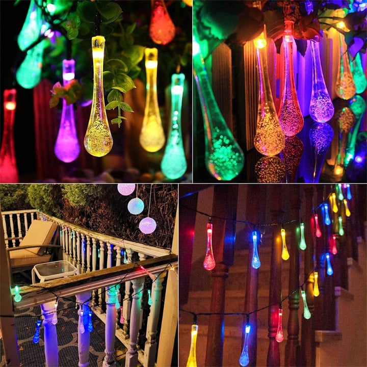 Solar-Lichterkette mit Wassertropfen-Design – 8 Modi