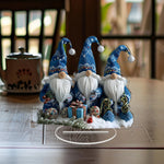 Scandinavian Acrylic Christmas Dwarf | 18 cm Table Figurine | Set of 3 Blue Gnomes for Festive Decoration