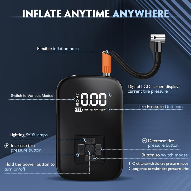 Comfortable Mini-Compressor with LED Lighting and Digital Display