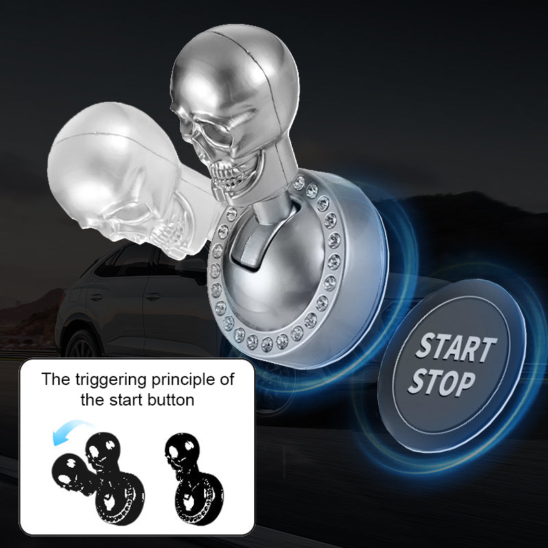Metallische Startknopf-Abdeckung im Totenkopf-Design mit Strass