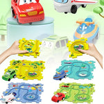 Rennbahn Puzzle mit Bausteinen für Kinder