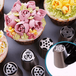 Blütenförmiges Spritzset – 12 Edelstahl-Düsen mit Silikonbeutel & Adapter