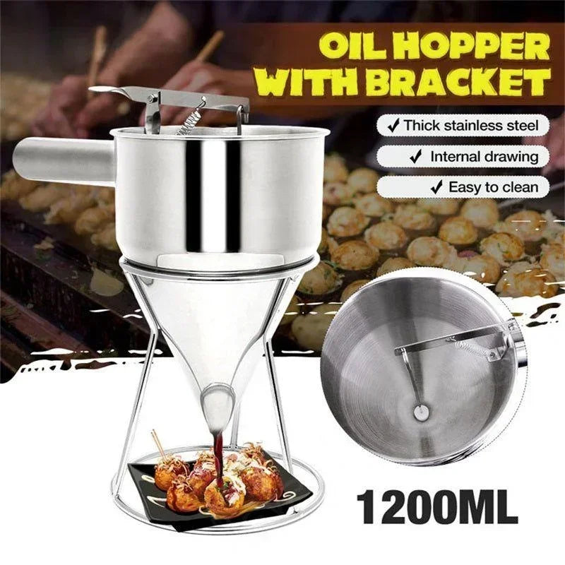 Precise Stainless Steel Batter Dispenser with Stand for Perfect Portions | 600 ml or 1200 ml