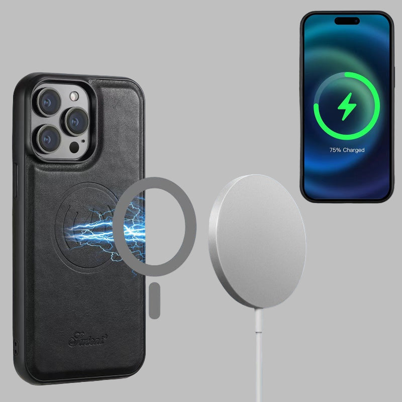 Elegante Echtleder-Hülle für Smartphones mit Kartenfach und Ständer