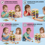 Geschicklichkeitsspiel aus Holz mit 3in1 Kugel und Stäbchen