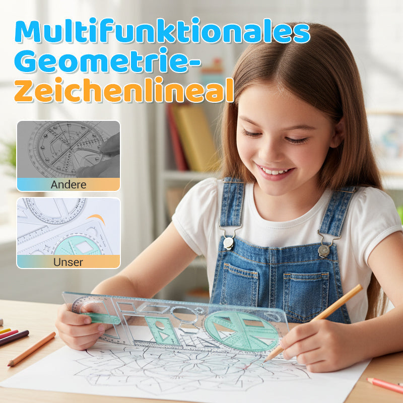 Vielseitiger Geometrie-Lineal mit drehbarem Winkelmesser