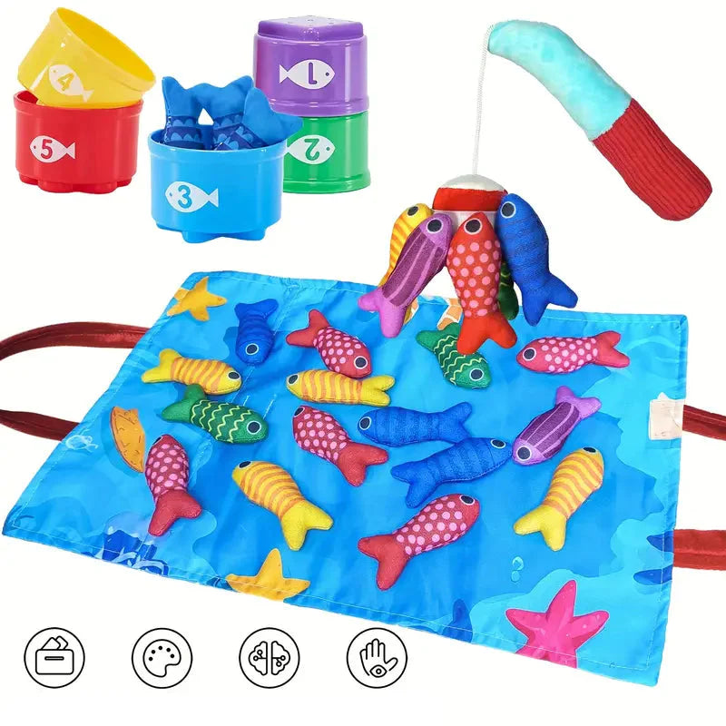 Fischteich Spielzeug aus Plüsch im Montessori-Stil