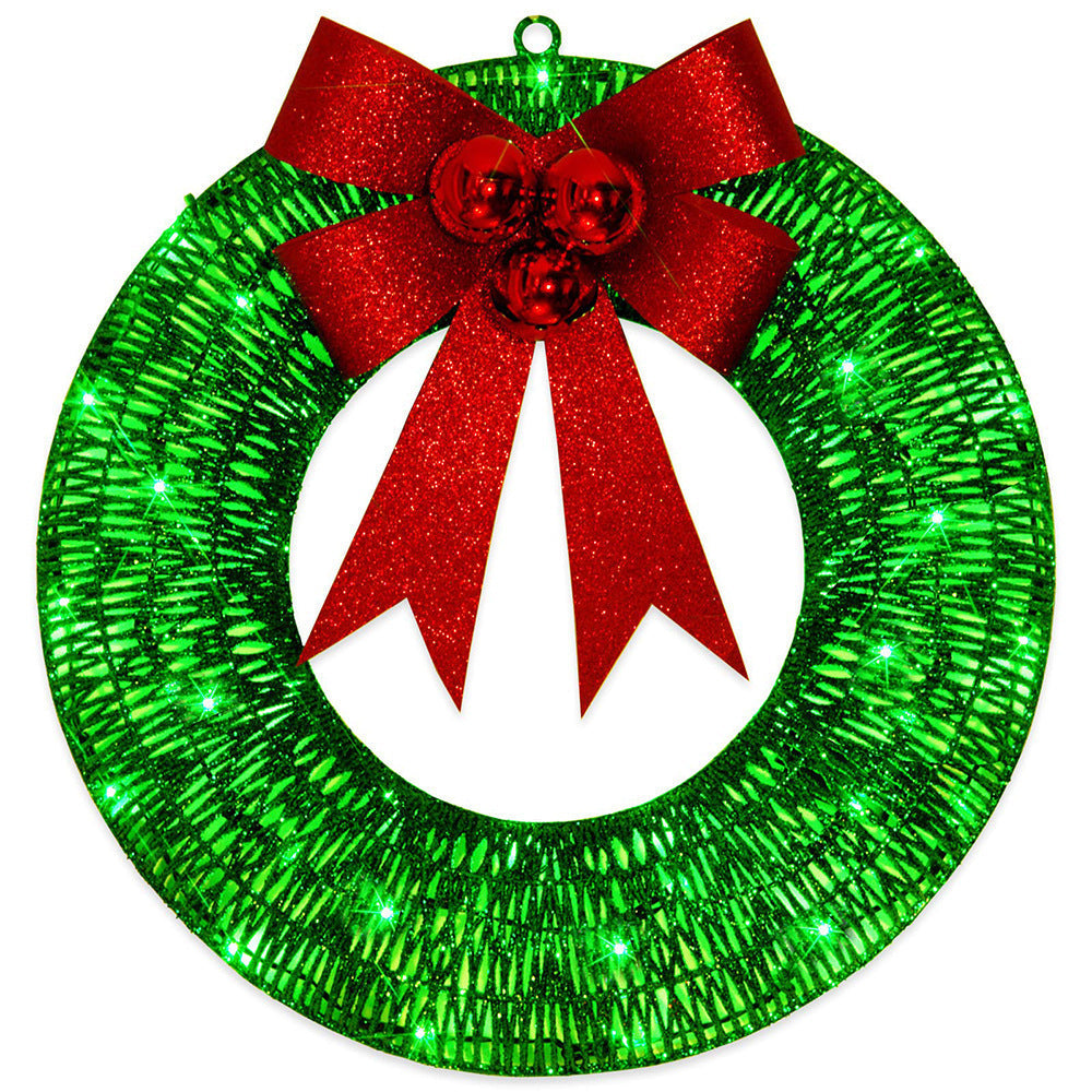 Beleuchteter Weihnachtskranz in Gold-Grün 50cm – Handgemachter Türkranz mit LED