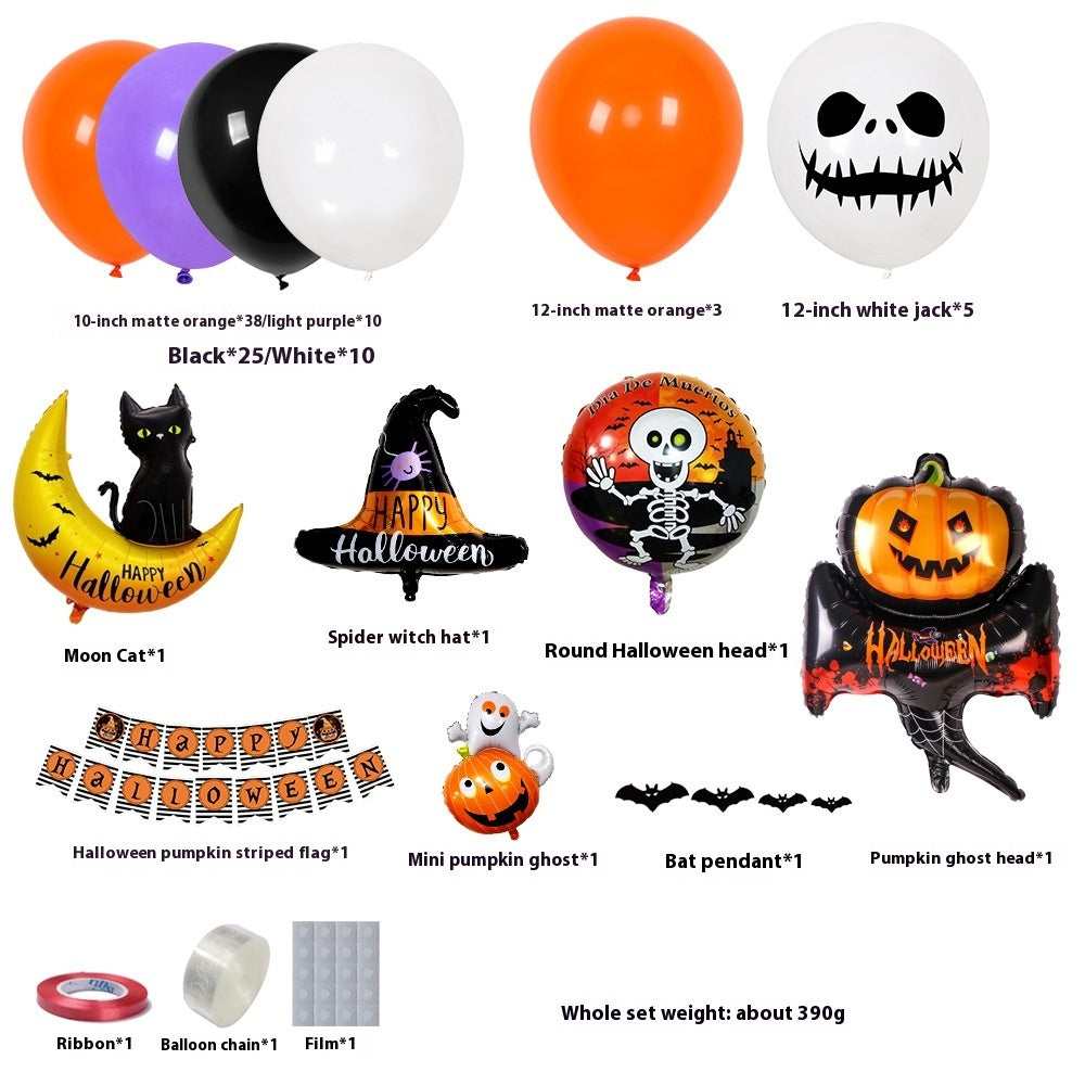 Gruselige Ballondekoration für Halloween – Schwarz, Orange und Lila