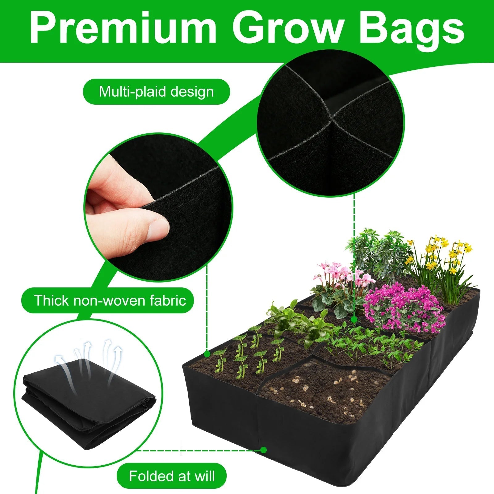 UrbanGarden Grow Bag | 8 Compartments | Durable Felt | 180x90x30 cm